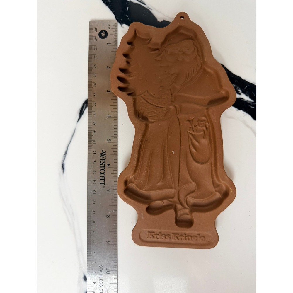 Longaberger Pottery Kriss Kringle Cookie Mold Christmas 1991 Santa Claus Brown